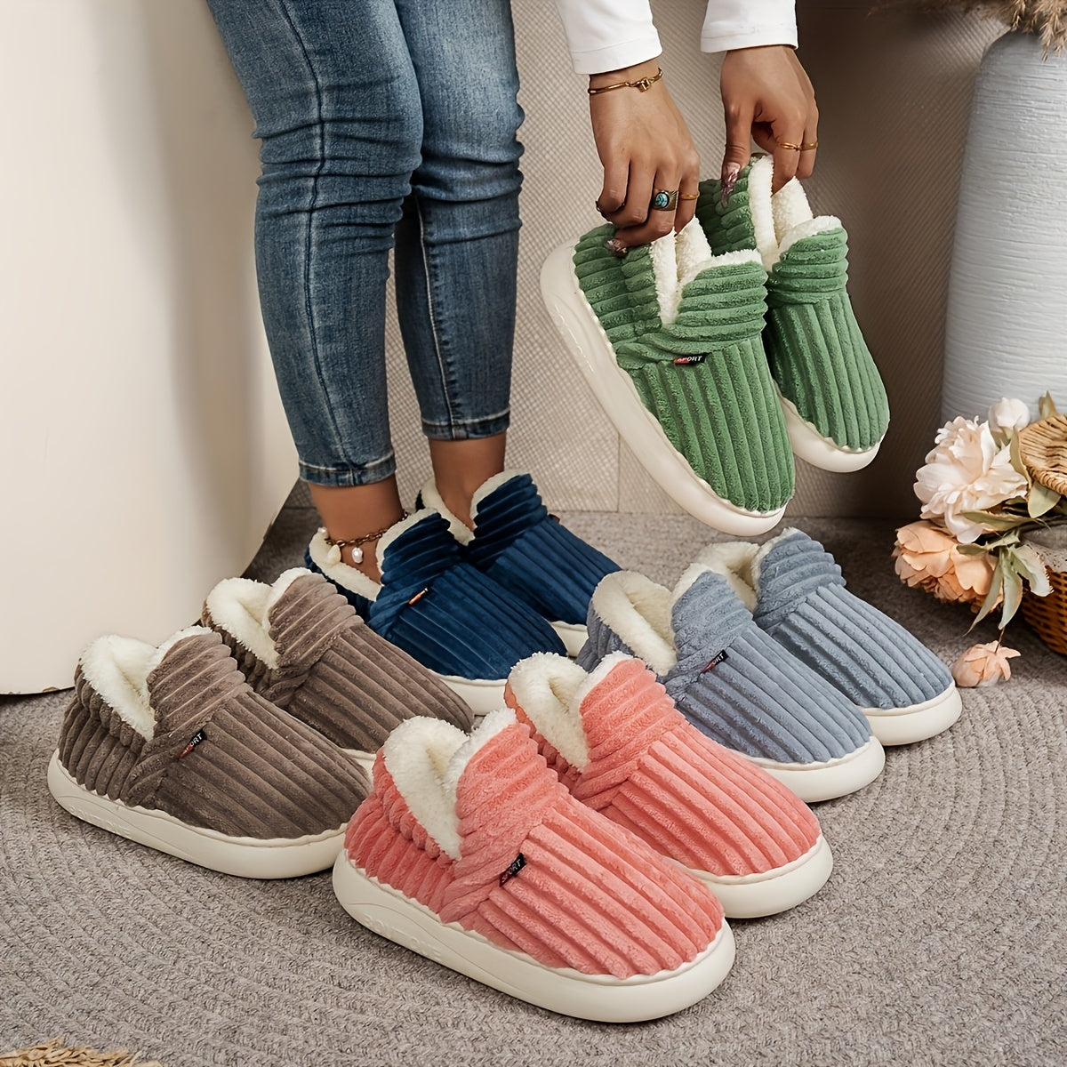 Maren — Stretch-Knit Fleece-Lined Slippers