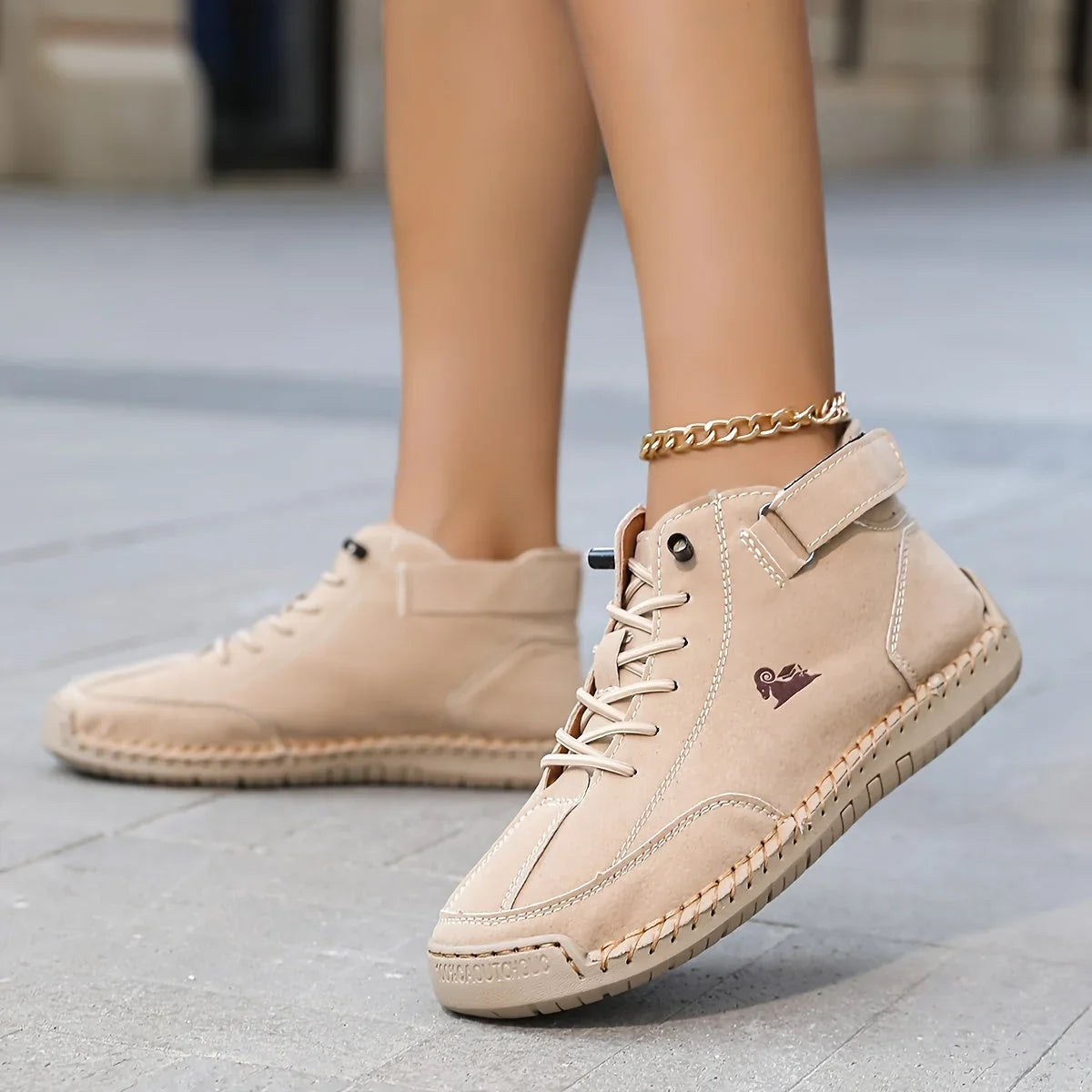 Coralie — Ankle-High Strap & Lace Sneakers