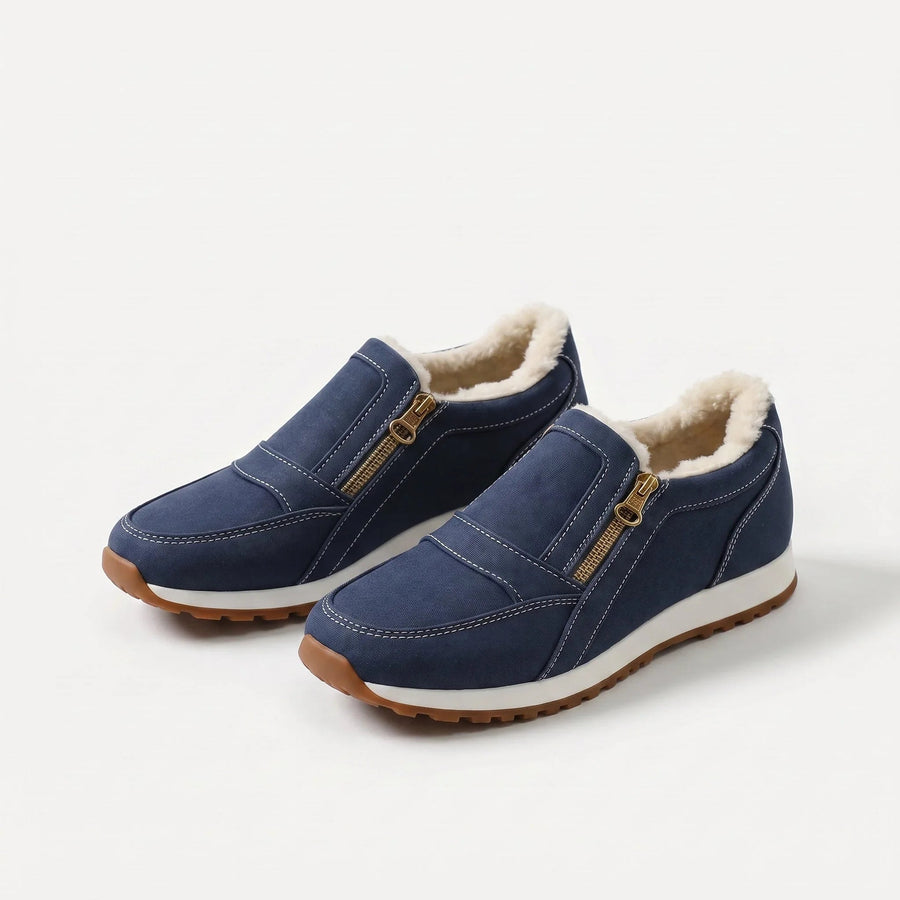 Nora — Fleece-Lined Dual-Zip Slip-On Sneakers