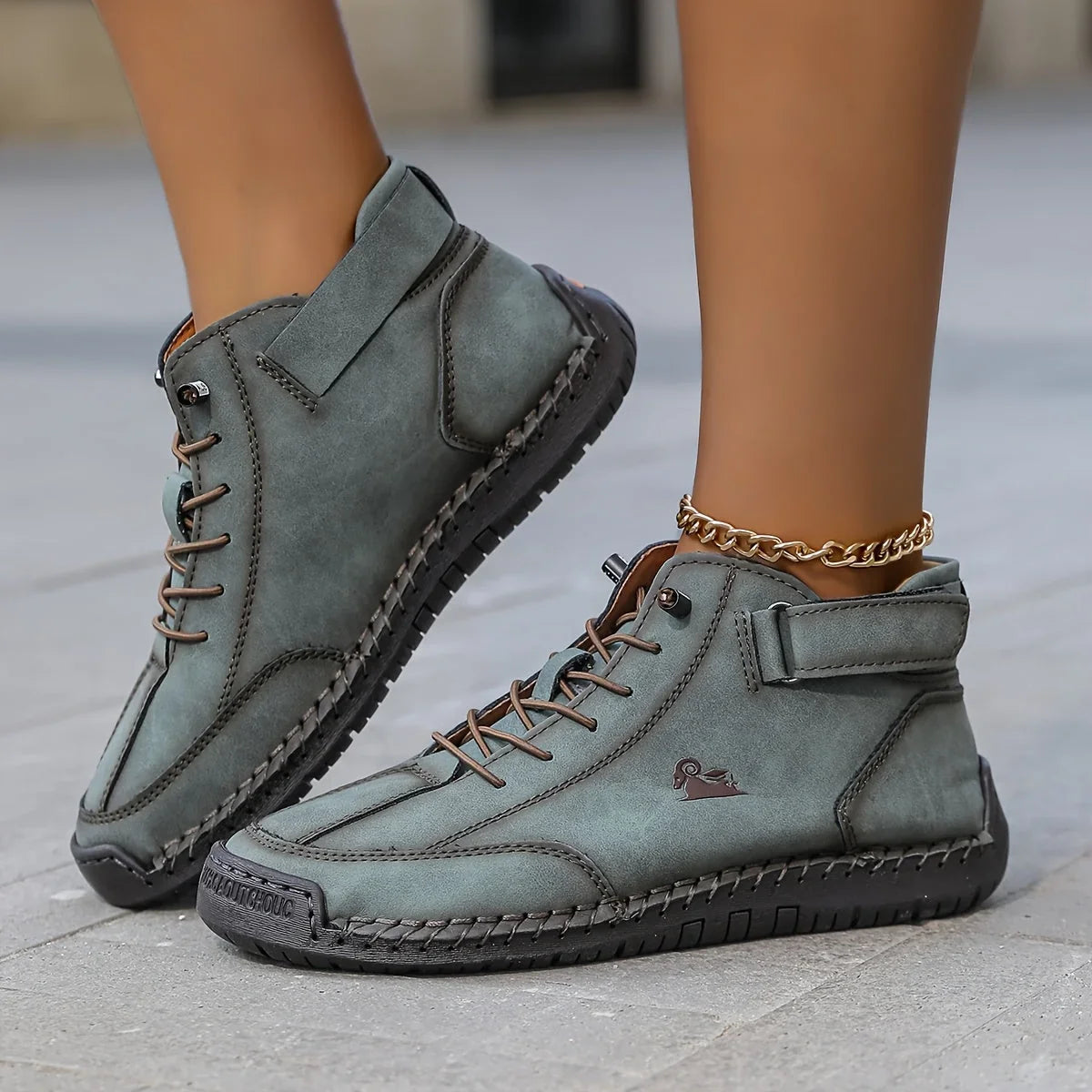 Coralie — Ankle-High Strap & Lace Sneakers