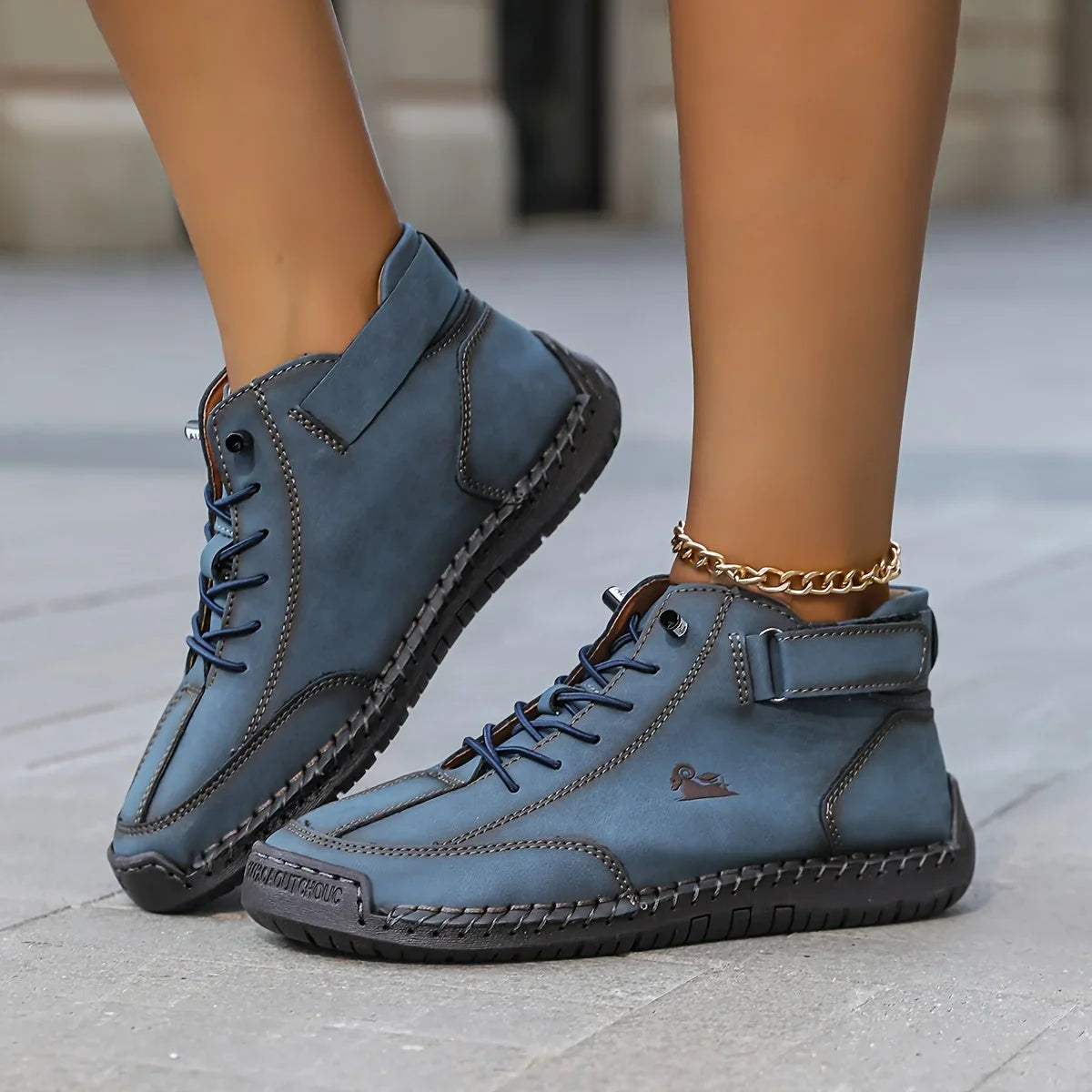 Coralie — Ankle-High Strap & Lace Sneakers